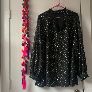 Lane Bryant blouse - black with gold accents - size: 22